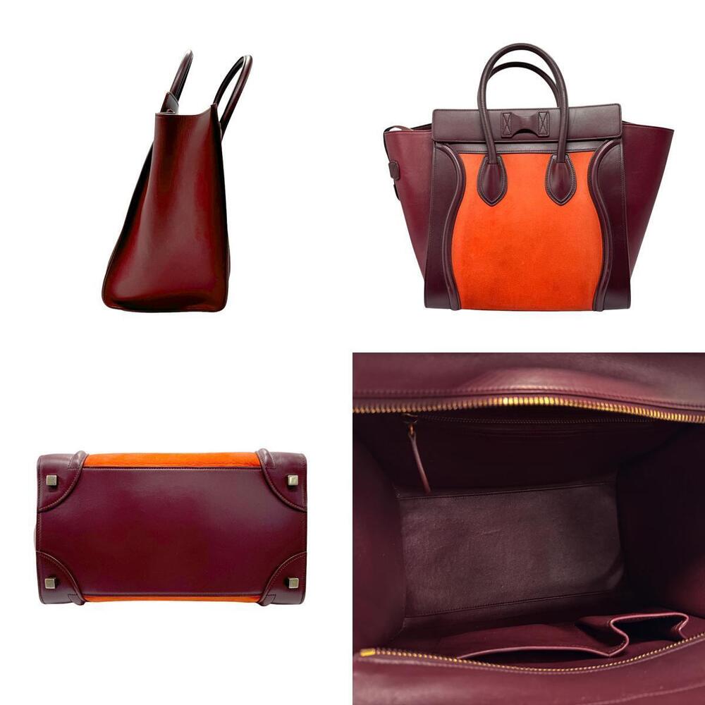 Celine Luggage Shopper Handbag Bordeaux Purple Orange Leather - Picture 2 of 4